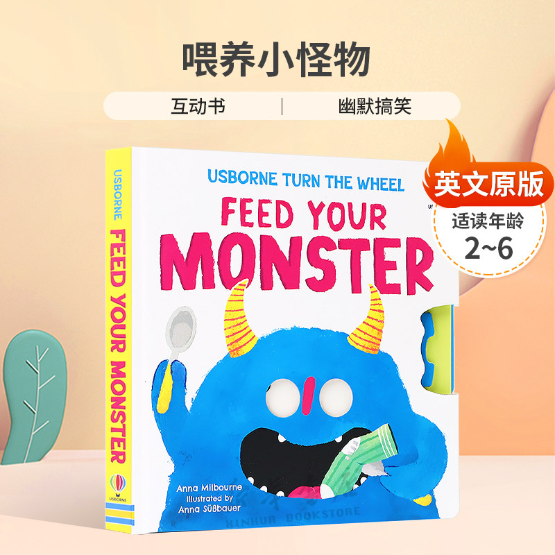 英文原版Feed your Monster喂养小怪物趣味转盘互动书纸板绘本儿童启蒙幽默搞笑2-6岁
