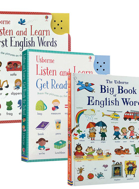 Usborne 原版英文3册 Listen and Learn 点读发声书尤斯伯恩图书 first English Words/Get Ready for School儿童触摸英语单词卡片