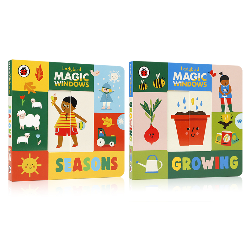 英文原版魔法之窗：季节/成长系列2本Ladybird Magic Windows: Seasons/Growing0-2岁儿童启蒙探索四季趣味插图亲子互动纸板书