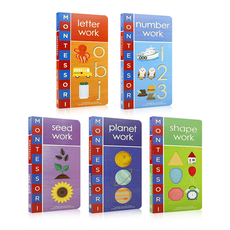 英文原版 HACHETTE:Montessori 蒙特梭利初识 系列5本 用蒙台梭利教学法学习数字 2-6岁儿童宝宝亲子共读纸板书
