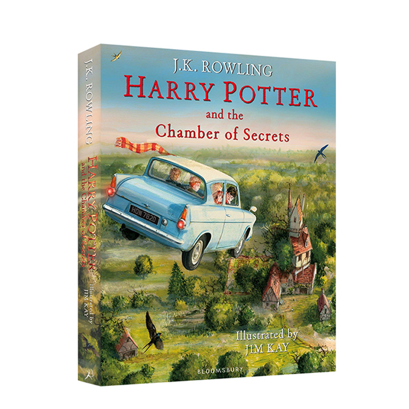 英文原版 哈利波特与密室 Harry Potter and the Chamber of Secrets 3-6-8岁儿童彩绘插图 精装收藏版 哈利波特第二部