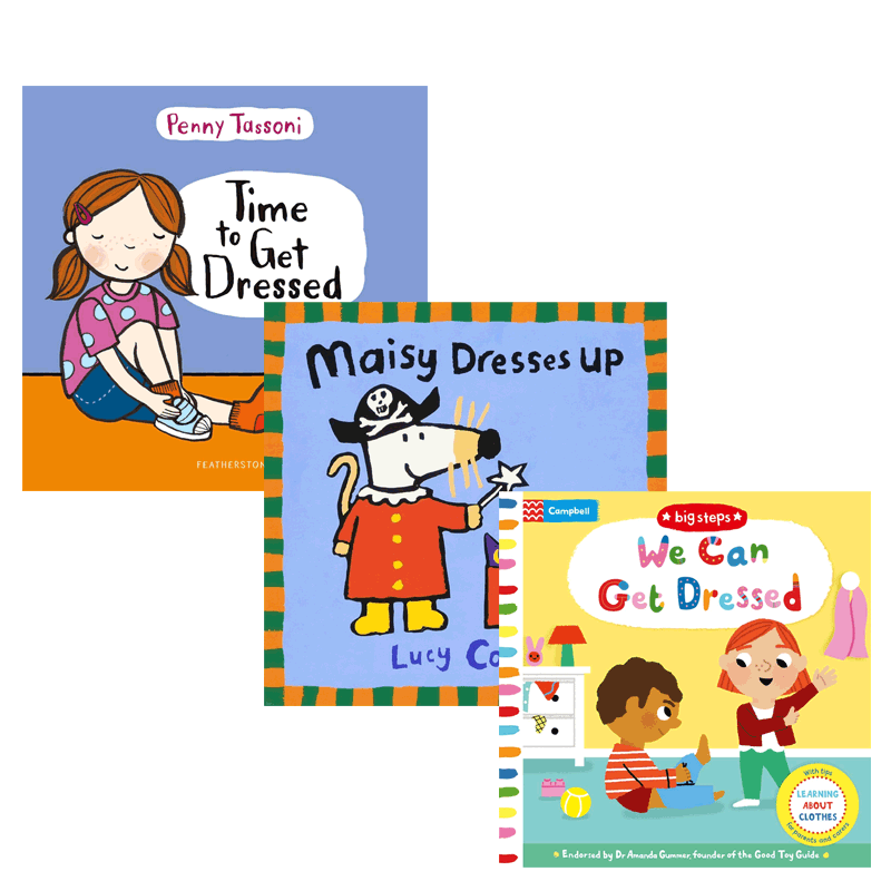 【部分送音频】英文原版Lucy Cousins: Maisy Dresses Up /Time to Get Dressed 儿童启蒙穿衣服行为习惯平装绘本 系列3册