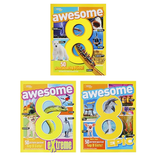 英文原版 Awesome系列3册Awesome 8/Epic/Extreme 美国国家地理儿童科普系列百科全书National Geographic 少儿英语课外阅读读物