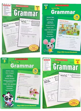【西文优选】学乐成功语法练习4册Scholastic success with grammar grade 2 3 4 5册级英文原版学习用书教辅书儿童英语原版进口