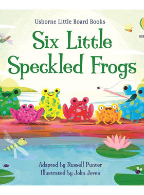 预售英文原版Six Little Speckled Frogs六只小斑点青蛙尤斯伯恩小小纸板故事书绘本故事 童谣故事 亲子读物纸板绘本童谣2-6岁