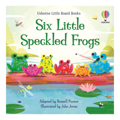 预售英文原版Six Little Speckled Frogs六只小斑点青蛙尤斯伯恩小小纸板故事书绘本故事 童谣故事 亲子读物纸板绘本童谣2-6岁