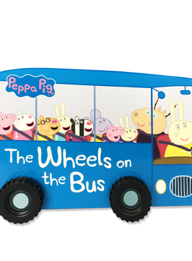 送音频 公车上的轮子sing along with Peppa Pig The Wheels on the Bus粉红猪小妹佩奇造型玩具书儿歌童谣英文原版绘本早教