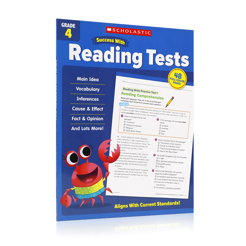 英文原版书 英语阅读4年级练习册学乐成功Scholastic Success With Reading Tests Grade 4 小学教材美国小学生课外作业家庭辅导