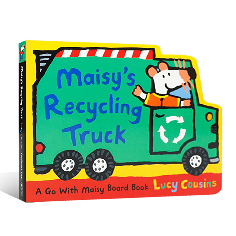英文原版小鼠波波的回收卡车Lucy Cousins:Maisy's Recycling Truck: A Go With Maisy 2-6岁儿童环保意识启蒙故事纸板异形书