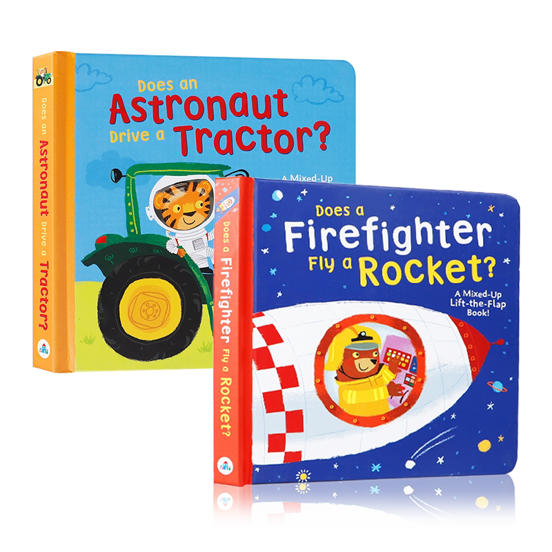 英文原版 幼儿交通工具认知绘本系列2本Rocket火箭/Tractor拖拉机 3-5岁低幼儿童英语启蒙认知绘本宝宝撕不烂纸板翻翻书睡前故事书