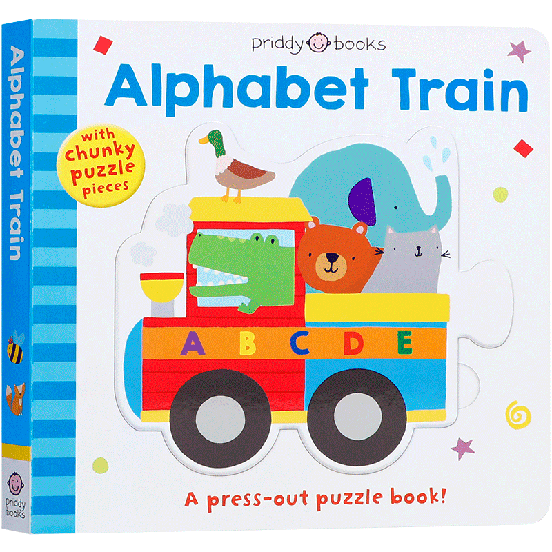 英文原版 Puzzle and Play: Alphabet拼图拼拼书:字母火车 低幼儿童英语启蒙字母认知绘本亲子互动早教图画书进口撕不烂纸板