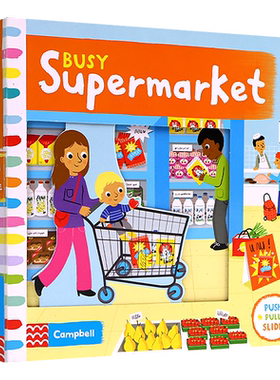 英文原版Busy Book系列shopping繁忙的超市Fire Station/zoo/Supermarket公园Park机场Airport宝宝启蒙认知手指机关推拉书绘本
