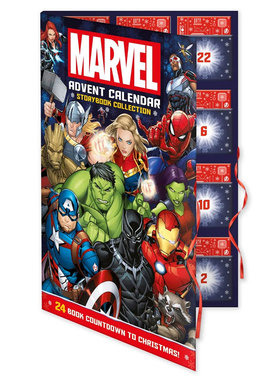 英文原版Marvel: Advent Calendar Storybook Collection漫威故事圣诞倒数历24个盲盒故事精装绘本童话寓言/神话传说4-8岁
