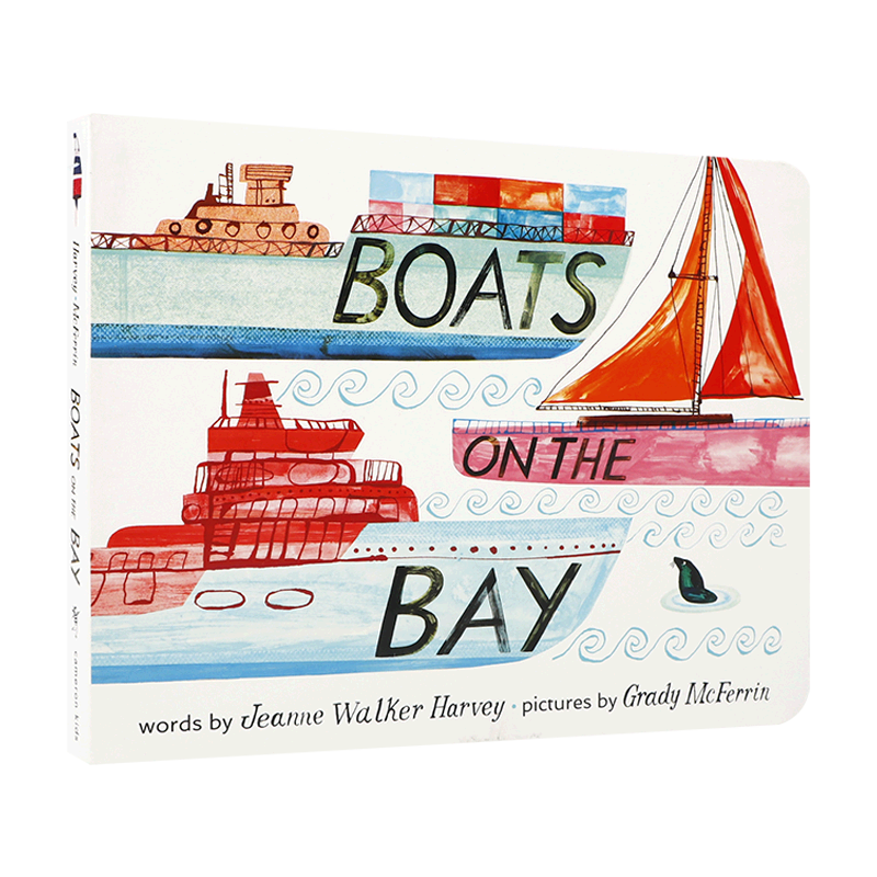 英文原版 Boats on the Bay 海湾上的船 讲述一个繁忙的海湾上发现的一堆小船 4-8岁儿童宝宝启蒙益智精美插图绘本纸板书