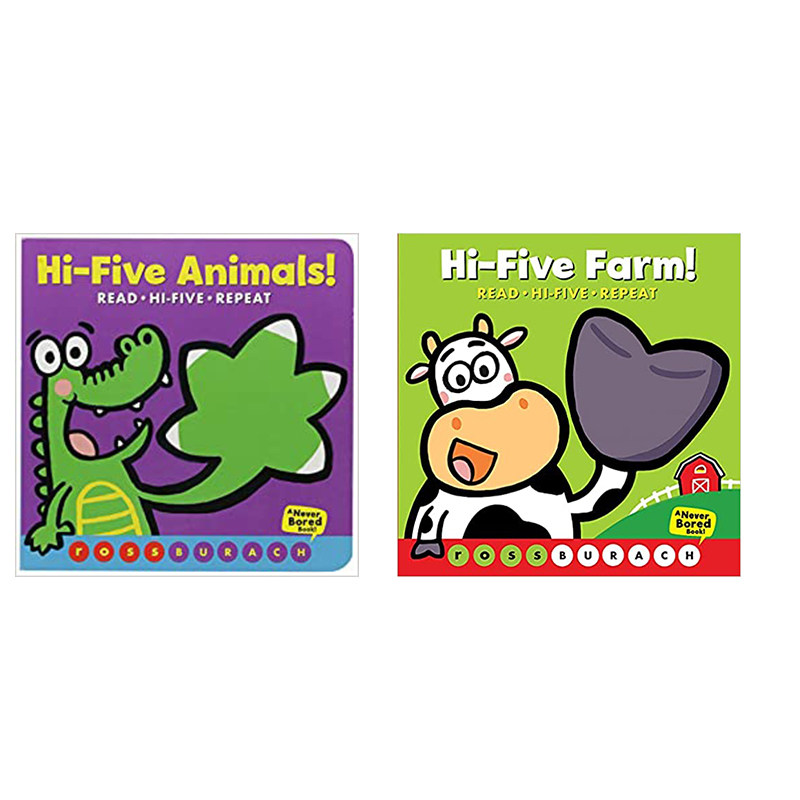 英文原版绘本Hi-Five击掌吧系列2册 Animals动物/Farm农场 低幼儿童英语启蒙认知绘本 宝宝撕不烂纸板书 亲子互动共读早教书