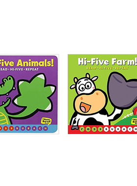 英文原版绘本Hi-Five击掌吧系列2册 Animals动物/Farm农场 低幼儿童英语启蒙认知绘本 宝宝撕不烂纸板书 亲子互动共读早教书