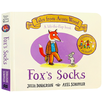 英文原版绘本  Tales From Acorn Wood: Fox's Socks 狐狸的袜子启蒙纸板翻翻书 橡树林的故事 幼儿英语趣味读物Julia Donaldson