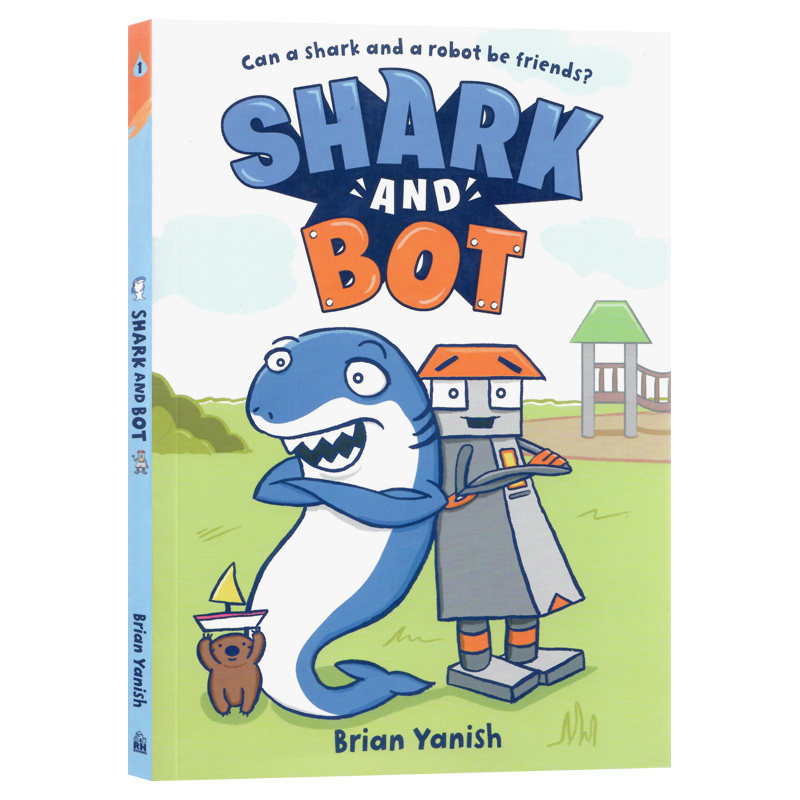 英文原版 Penguin：Shark and Bot 鲨鱼和机器人#1 Penguin Random House 4-8岁儿童宝宝启蒙益智漫画书平装