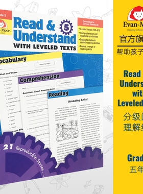 英文原版Read and Understand with Leveled Texts Grade 5 分级阅读理解练习 五年级Evan Moor美国加州小学家庭教辅练习册6-9岁