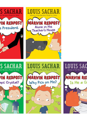 英文原版进口Marvin Redpost  5册麻烦精马文桥梁章节书学校推荐暑期读物歪歪小学洞holes同作者 Louis Sachar 路易斯萨奇尔