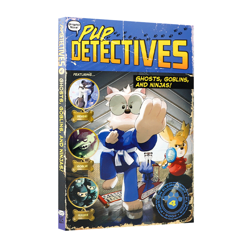 进口英文原版 Pup Detectives #4 Ghosts, Goblins, and Ninjas!小狗侦探#4 鬼魂、妖精和忍者! 儿童英语桥梁章节漫画书侦探故事