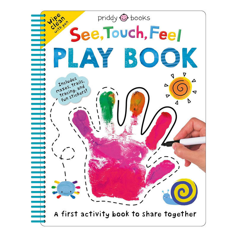英文原版See, Touch, Feel: Play Book视觉触觉感觉 游戏书可擦拭式趣味活动书螺旋装订活动指导书4-8岁