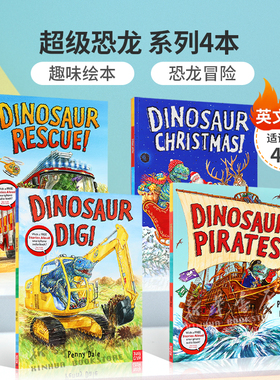 英文原版 Penny Dale's Dinosaurs 超级恐龙 系列4本趣味绘本 恐龙冒险 冒险故事格林威大奖作家4-8岁