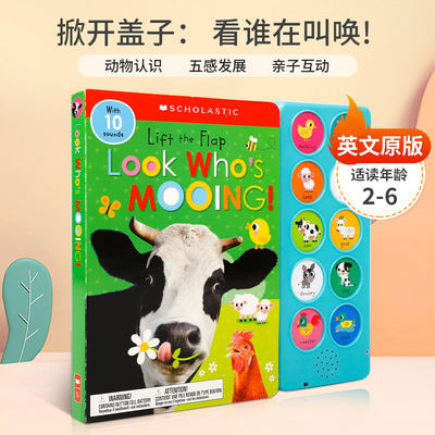 Scholastic Early Learners：Lift the Flap: Look Who's Mooing!  翻翻发声书 掀开盖子：看谁在叫唤 儿童宝宝亲子互动发声书