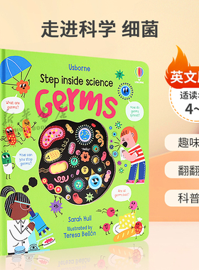 英文原版 Step Inside Science: Germs 走进科学 细菌 细菌科普趣味认知 翻翻机关 科普知识纸板书科普入门/了解世界 4-8岁