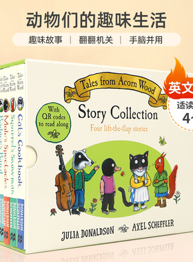 英文原版Julia Donaldson：Tales From Acorn Wood橡树林故事4册套装#2（5-8册）动物们的趣味生活 4-8岁儿童童话寓言翻翻书