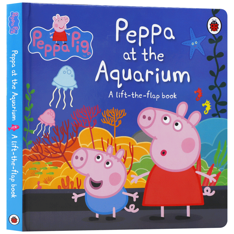 预售粉红猪小妹英文原版Peppa Pig: Peppa at the Aquarium 小猪佩奇在水族馆 低幼儿童英语启蒙认知绘本 宝宝撕不烂纸板翻翻书