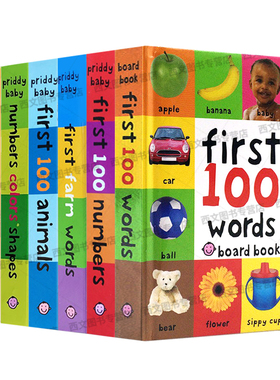 英文原版绘本First 100 Words初级入门 一百个单词纸板书1-3岁宝宝英语词汇字典Animals农场Farm恐龙Dinosaurs first100words系列