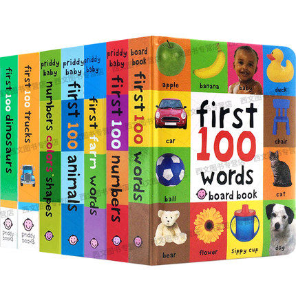 英文原版绘本First 100 Words初级入门 一百个单词纸板书1-3岁宝宝英语词汇字典Animals农场Farm恐龙Dinosaurs first100words系列