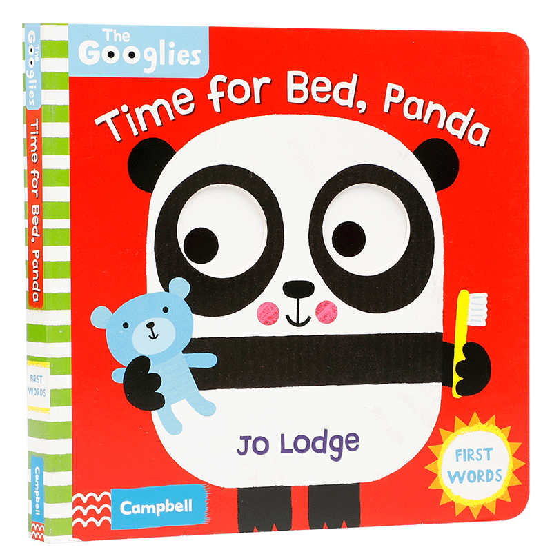 英文原版The Googlies：Time for Bed, Panda睡觉时间到了，熊猫 3-5岁低幼儿童启蒙认知纸板书 帮助宝宝养成社交礼仪好习惯洞洞书