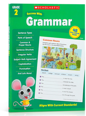 进口英文原版 Scholastic学乐出版 Success with Grammar, Grade 2年级语法练习册 学习学校家庭作业趣味题目益智7-9岁英语辅导书