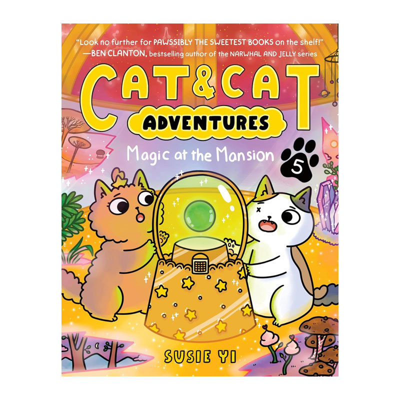 预售英文原版Cat & Cat Adventures #5: Cat & Cat Adventures: Magic at  the Mansion猫猫历险记5：大宅里的魔法全彩漫画8-12岁
