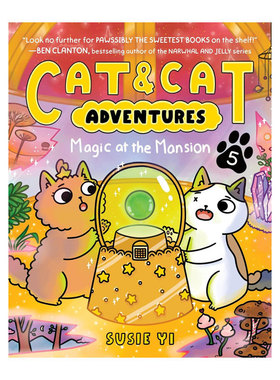 英文原版Cat & Cat Adventures #5: Cat & Cat Adventures: Magic at  the Mansion猫猫历险记5：大宅里的魔法全彩漫画8-12岁