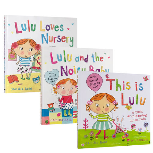 进口英文原版绘本 Lulu露露系列3本翻翻拉拉书This Is Lulu/at the Zoo/Lulu and the Noisy Baby图画故事幼儿认知启蒙英语