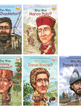 英文原版Who Was Daniel Boone? / Johnny Appleseed? / Marco Polo? /  Ernest Shackleton?/ Ponce De Leon?探险家传记系列5本