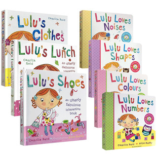 成长故事我爱露露趣味翻翻书英文绘本纸板书儿童启蒙Lulu Loo读本shoe clothes Noises 英文7册全套 Loves 露露生活习惯系列