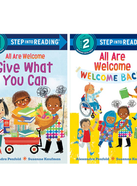 英文原版绘本兰登分级阅读二级Step into Reading All Are Welcome: Welcome Back!/Give What You Can欢迎所有人 系列2本4-8岁