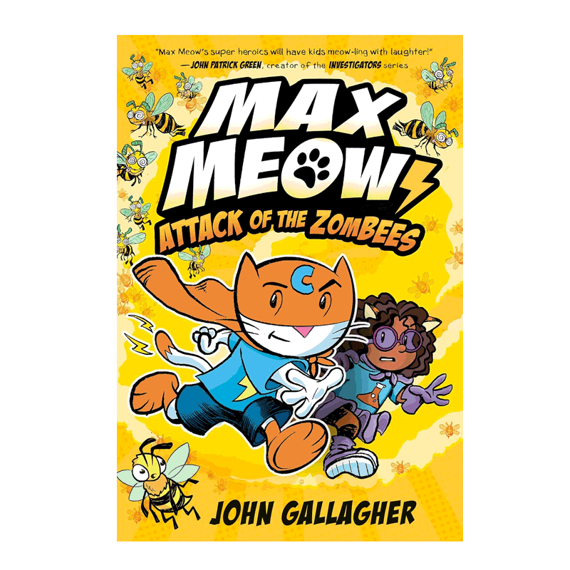 Max Meow Book 5: ATTACK OF THE ZOMB《麦克斯喵》第五册:僵尸的攻击 8-12岁儿童启蒙超级英雄幽默搞笑精装漫画小说