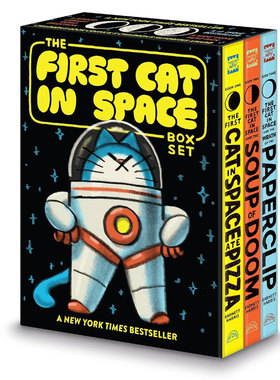 预售英文原版The First Cat in Space 3-Book Box Set太空猫 三部曲盒装搞笑全彩漫画冒险故事平装漫画10-14岁