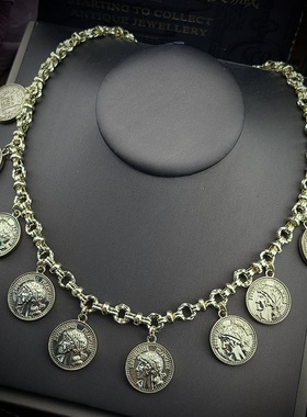 中古Vintage复古古典气质个性小众金币元素套装项链手链
