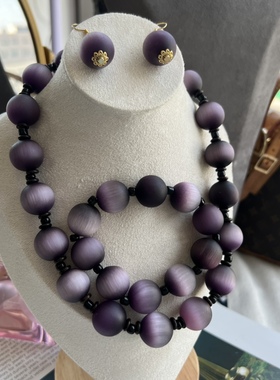 琉璃常规链女式猫眼项链手链耳钩