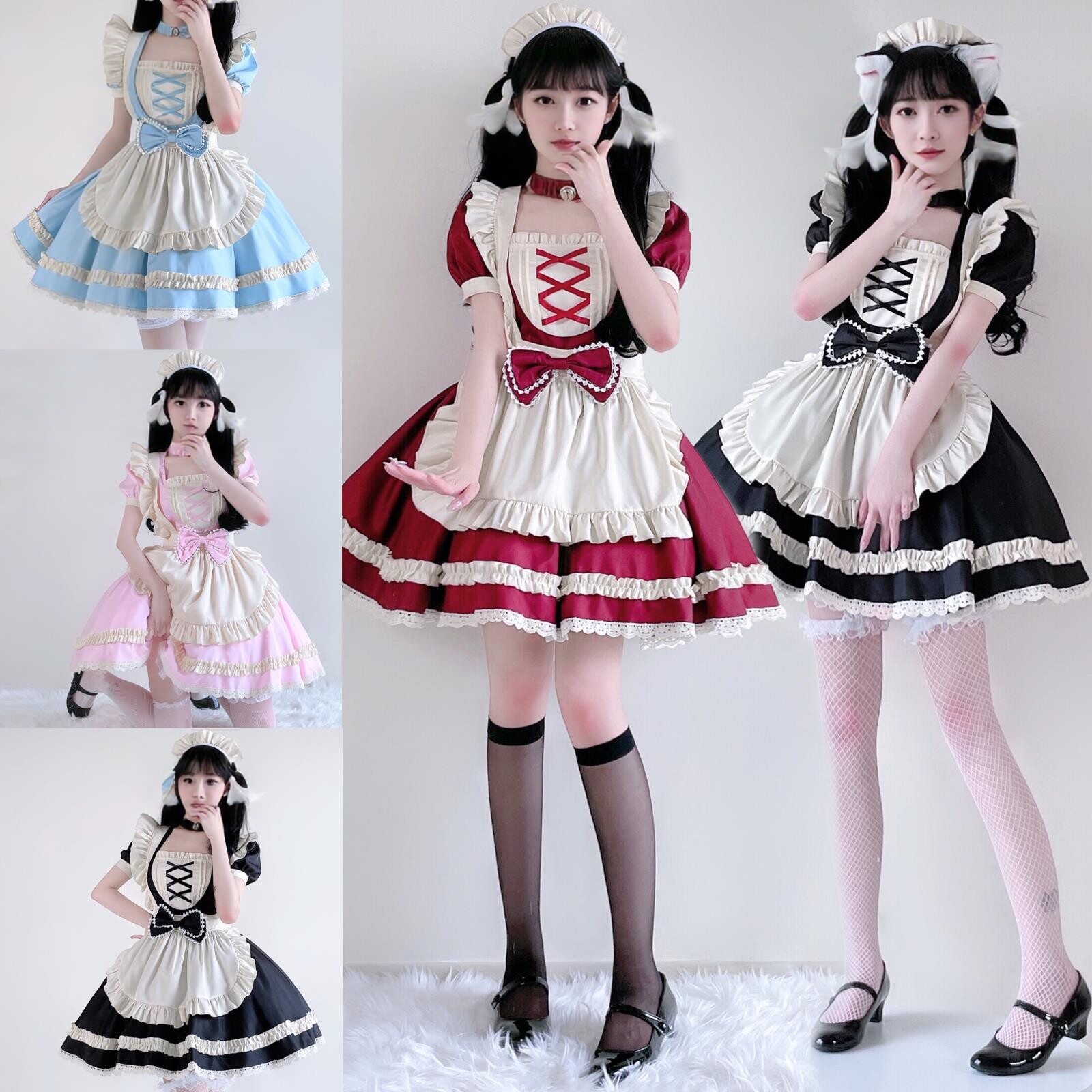 日系黑白lolita女仆装cos大佬系