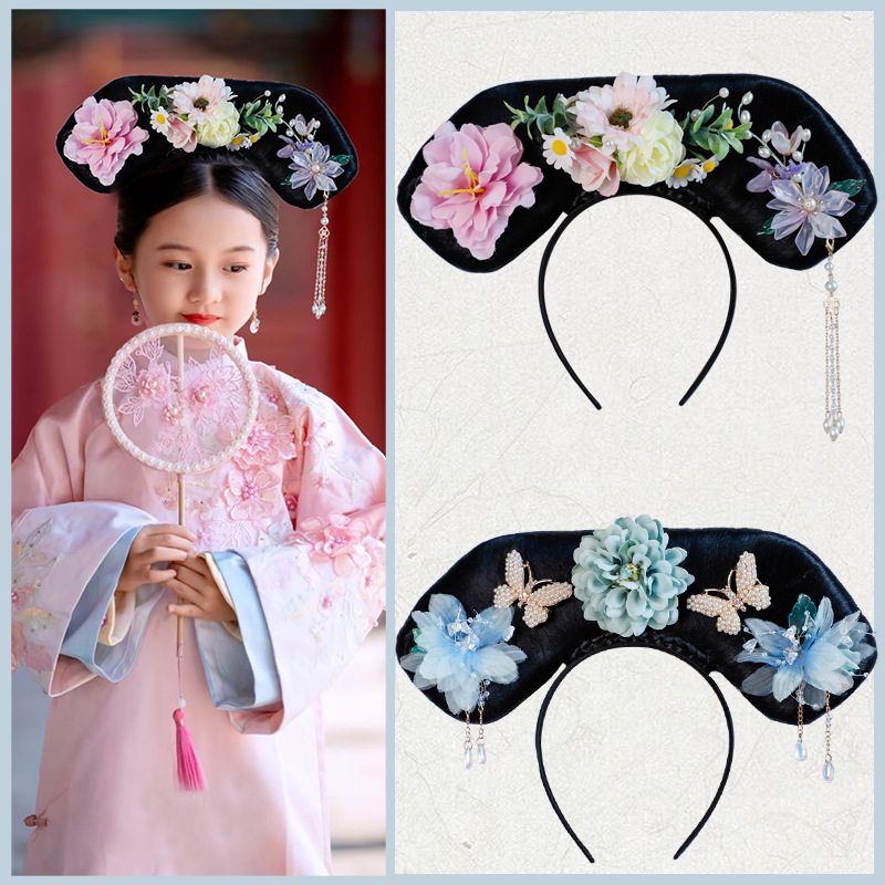 亲子拍照小格格头饰清朝旗头