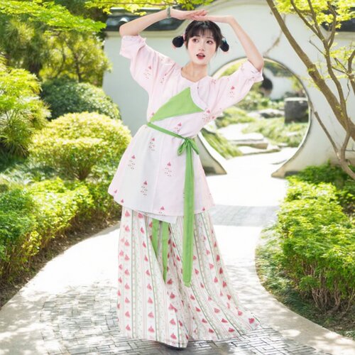 原创唐制印花中长款圆领袍2026新
