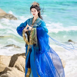 正版原创汉服女2026新款战国袍印花织金氛围感拖尾直裾大放量春秋