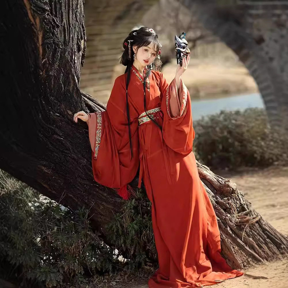 战国袍马山楚墓复原日常直裾袍汉服女2025新款拖尾大放量直裾秋冬,女装/女士精品,汉服套装,淘宝优惠券,粉丝福利购,淘宝优惠卷